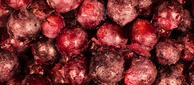 Fondo de uvas de vid roja congelada de cerca