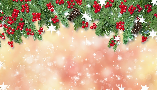 Fondo de vacaciones con deseos de temporada y borde fresco y relajado mirando el fondo del árbol de Navidad