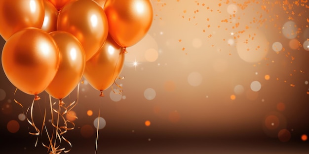 Fondo de vacaciones con globos y confeti Idea de tarjeta de felicitación de cumpleaños para una fiesta de celebración