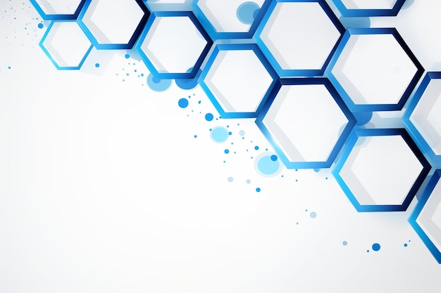 Foto fondo vectorial blanco con hexágono tecnológico azul