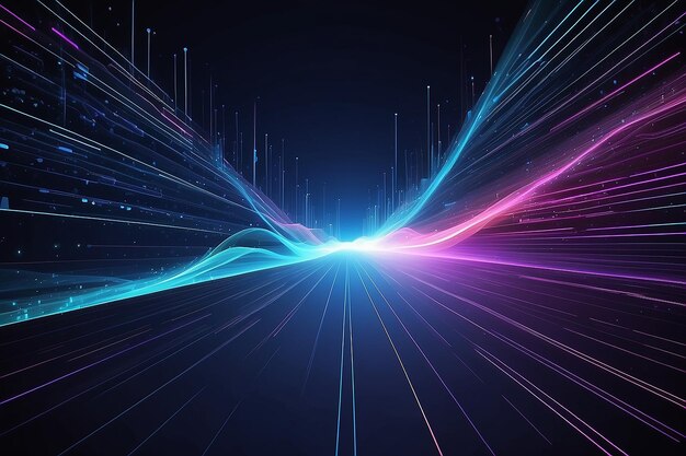 Fondo vectorial de dinámica de flujo de datos con senderos de luz de alta velocidad