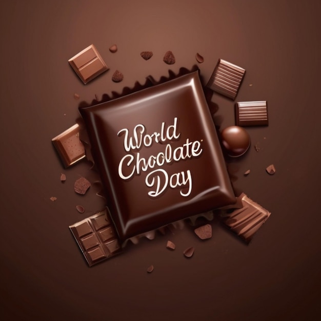 Fondo vectorial realista del Día Mundial del Chocolate con diseño de chocolate