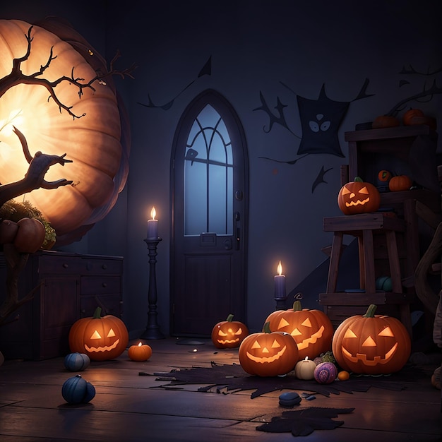 fondo de vela de calabaza de halloween