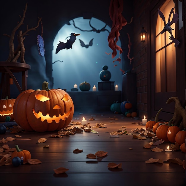 fondo de vela de calabaza de halloween