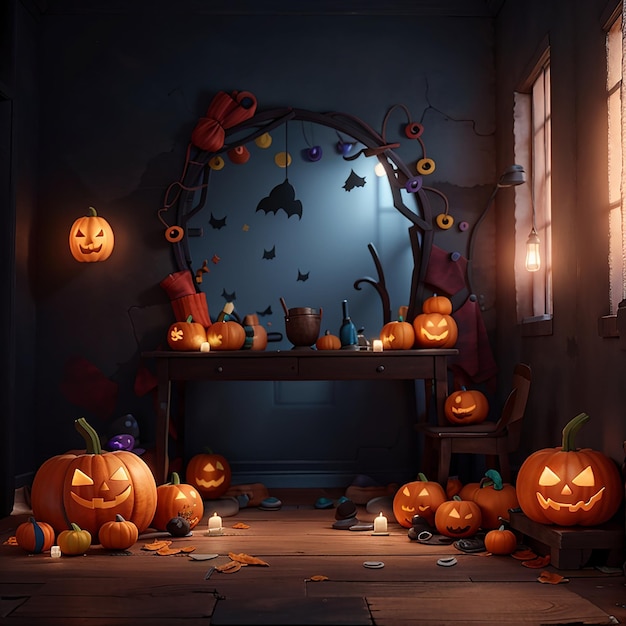 fondo de vela de calabaza de halloween