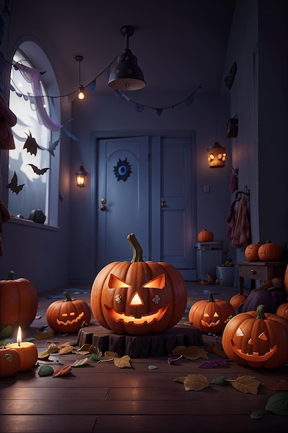 fondo de vela de calabaza de halloween