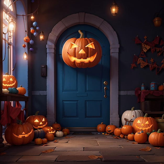 fondo de vela de calabaza de halloween