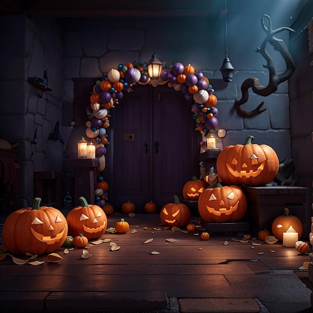 fondo de vela de calabaza de halloween