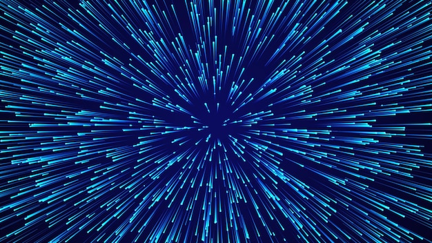 Fondo de velocidad circular abstracto Patrón de líneas dinámicas de estallido de estrellas Fondo de flujo de datos abstracto Renderización 3D