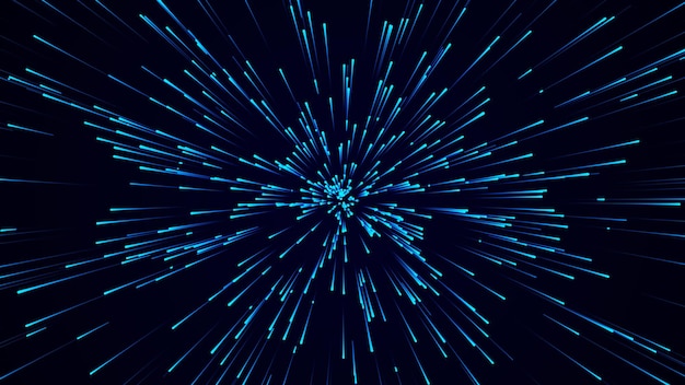 Fondo de velocidad circular abstracto Patrón de líneas dinámicas de estallido de estrellas Fondo de flujo de datos abstracto Renderización 3D