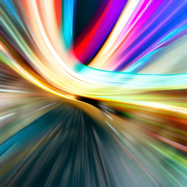 Fondo de velocidad colorido abstracto con líneas en forma de giro de vía