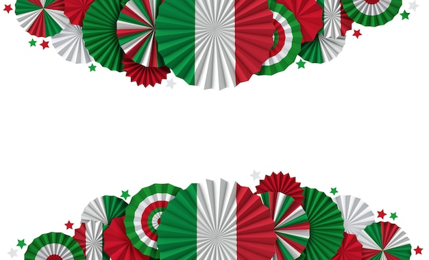 Fondo de ventilador de papel de bandera de Italia. Pancarta de celebración navideña italiana. renderizado 3D.