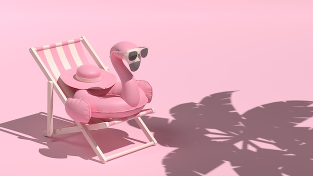 Fondo de verano con accesorios de playa render 3d