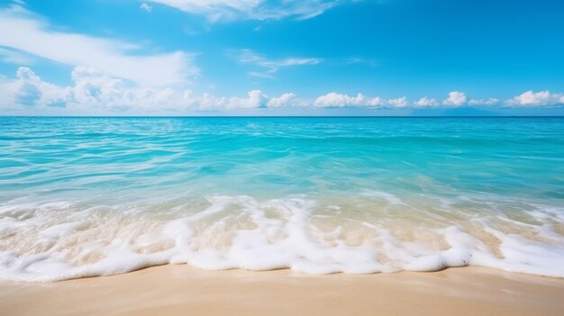 Fondo de verano costa de mar tropical con hermosa agua azul y día soleado Copiar espacio