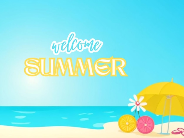Fondo de verano con letras y elementos de playa Ilustración vectorial