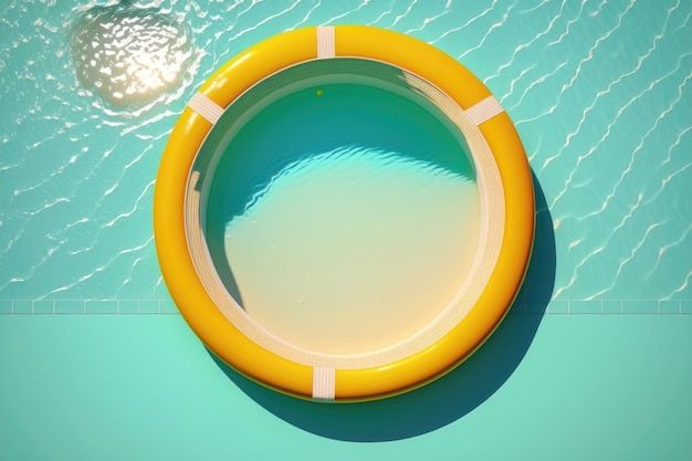 Fondo de verano de piscina de agua con anillo de flotador de piscina amarilla Generación AI