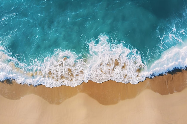 fondo de verano vista aérea de las olas del mar en una playa tropical con arena blanca