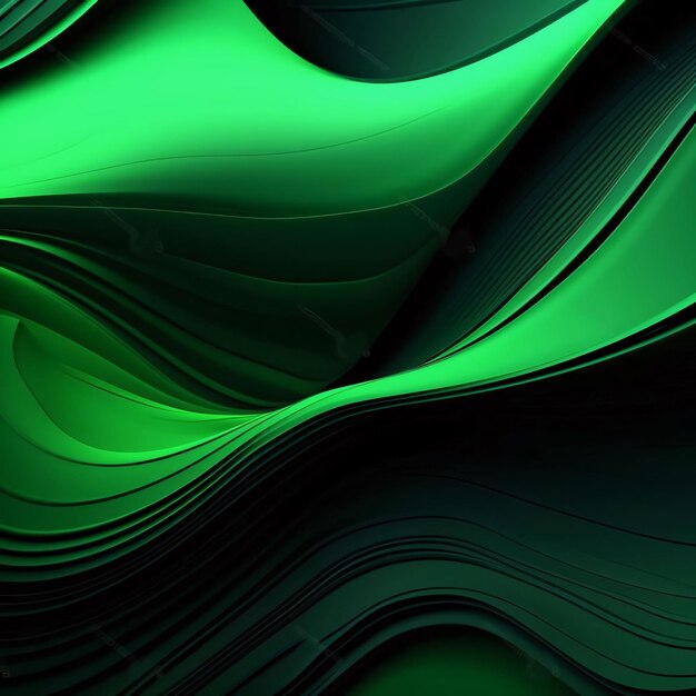 fondo verde abstracto con líneas lisas y ondas renderizado en 3D