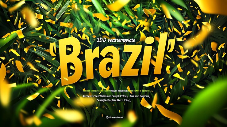 Foto fondo verde amarillo fuegos artificiales de confeti de brasil