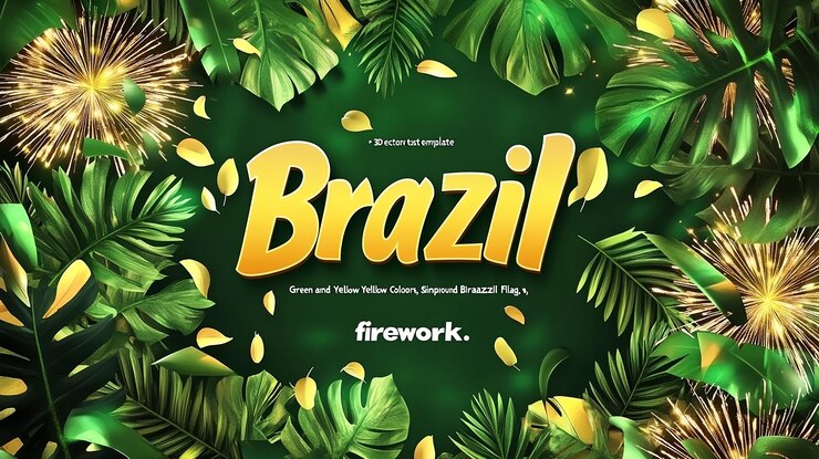 Foto fondo verde amarillo fuegos artificiales de confeti de brasil