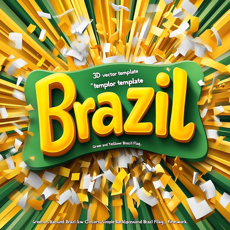Foto fondo verde amarillo fuegos artificiales de confeti de brasil