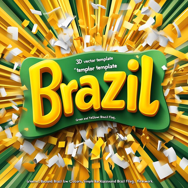 Foto fondo verde amarillo fuegos artificiales de confeti de brasil
