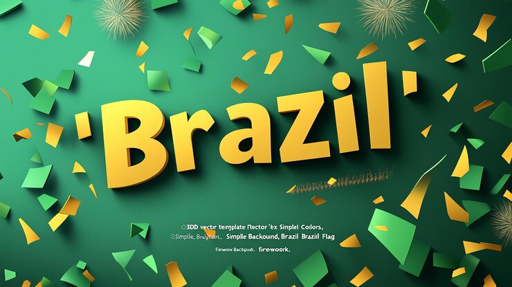Foto fondo verde amarillo fuegos artificiales de confeti de brasil