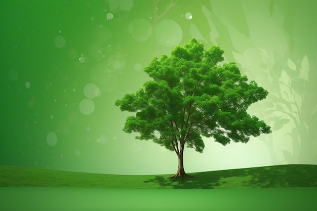 Fondo verde con un árbol