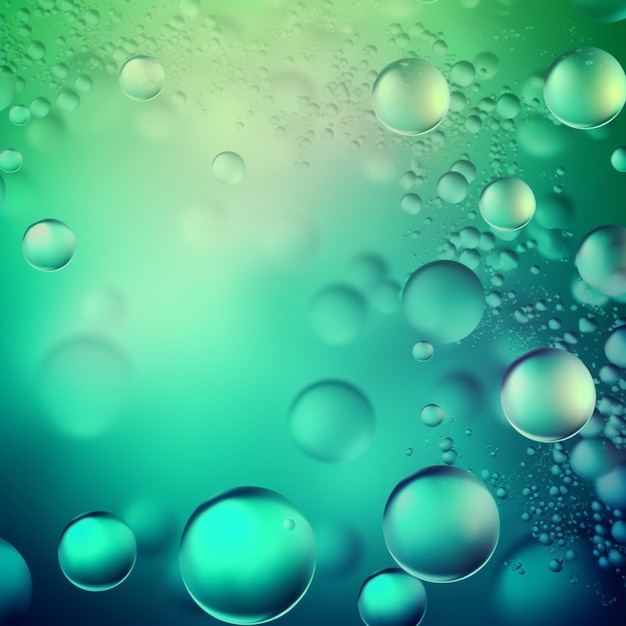 Un fondo verde y azul con gotas de agua.