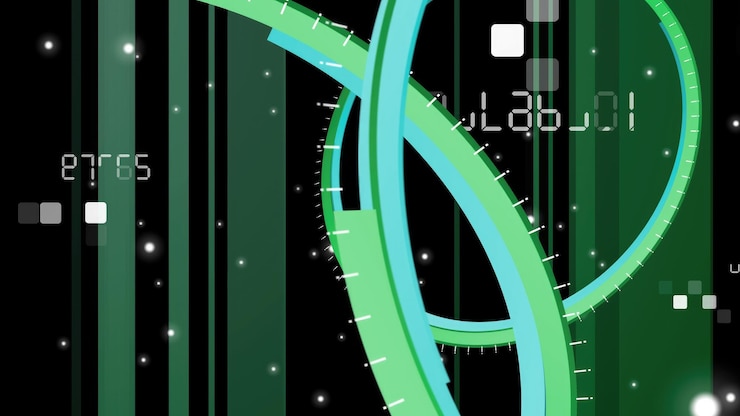 Foto un fondo verde y azul con las palabras laboratorio.