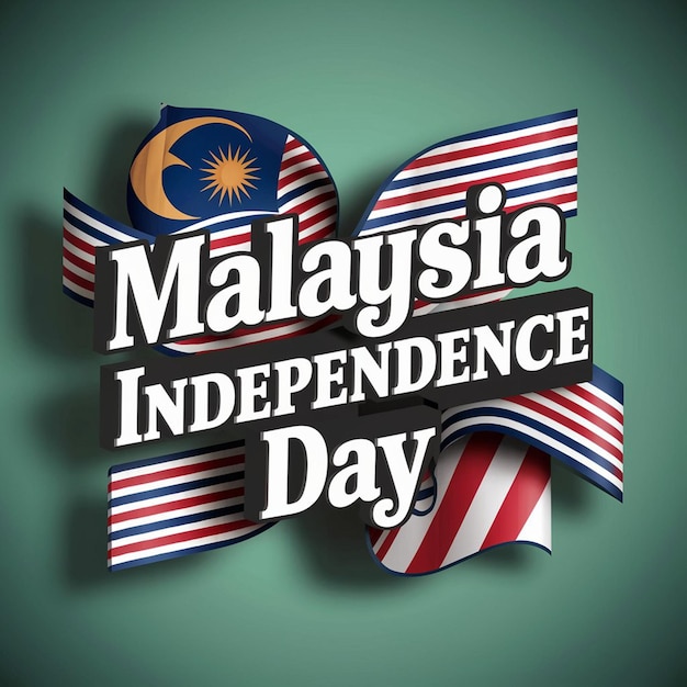 un fondo verde con una bandera y las palabras "Día de la Independencia de Malasia"