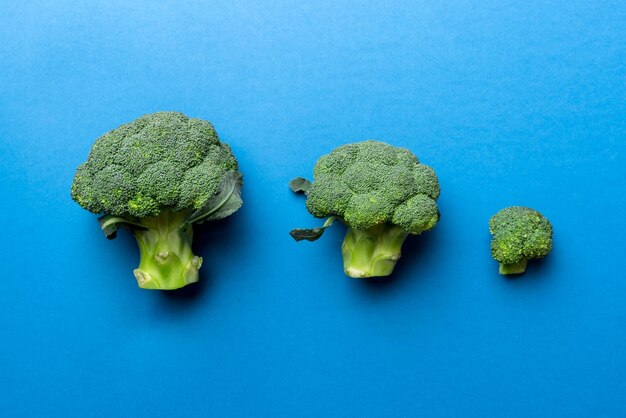 Fondo verde de brócoli fresco de cerca en la mesa de colores Verduras para la dieta y una alimentación saludable Alimentos orgánicos