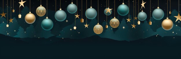 Fondo verde de chirstmas horizontales con elementos decorativos IA generativa