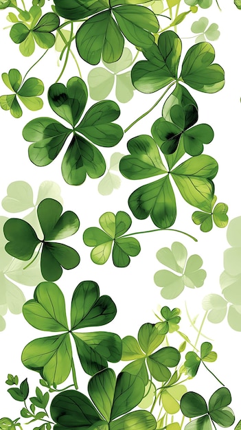 El fondo verde del día de San Patricio El trébol verde irlandés Las hojas del patrón de la hierba Las hojas de la primavera de Irlanda