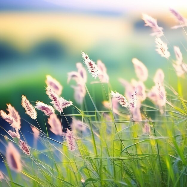 Un fondo verde y exuberante adornado con hierba silvestre