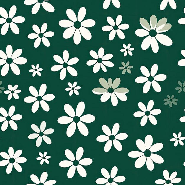 un fondo verde con flores blancas y blancas