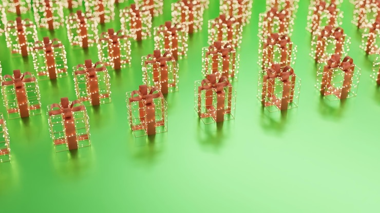 Foto un fondo verde con un fondo rojo y verde con un montón de pequeñas flores rojas