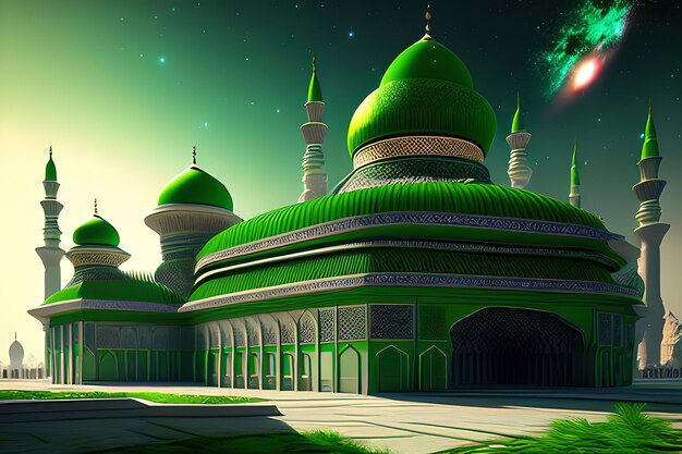 fondo verde de la galaxia de la mezquita