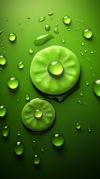 Foto un fondo verde con gotas de agua que dice verde