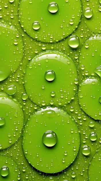Foto un fondo verde con gotas de agua