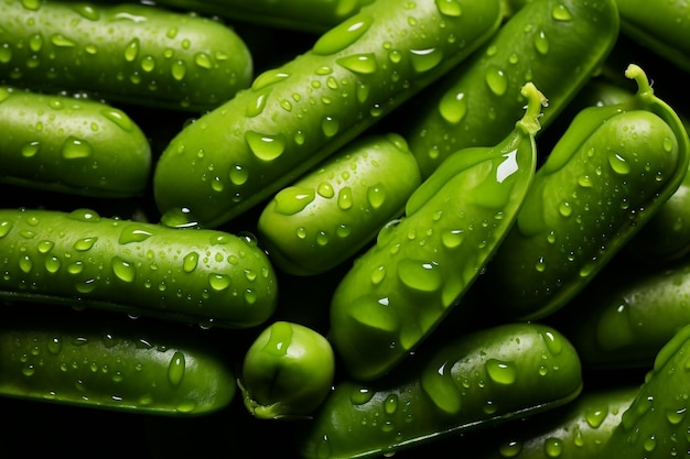 Fondo verde con guisantes que exhiben los más altos estándares de calidad IA generativa