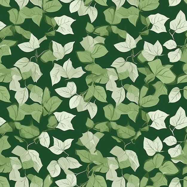 Un fondo verde con hojas y enredaderas.