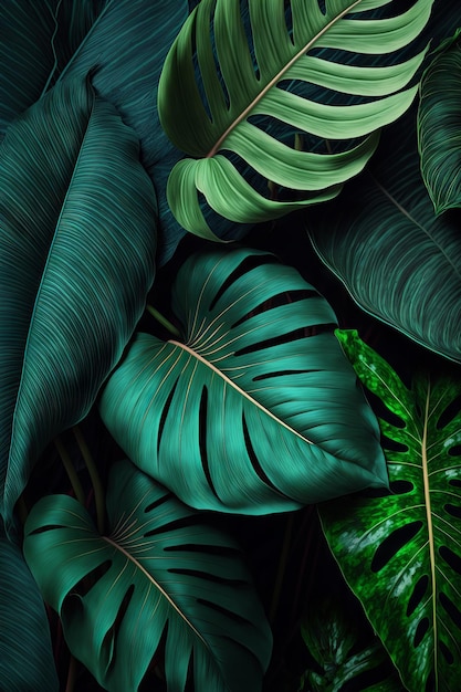 Foto fondo verde de hojas tropicales