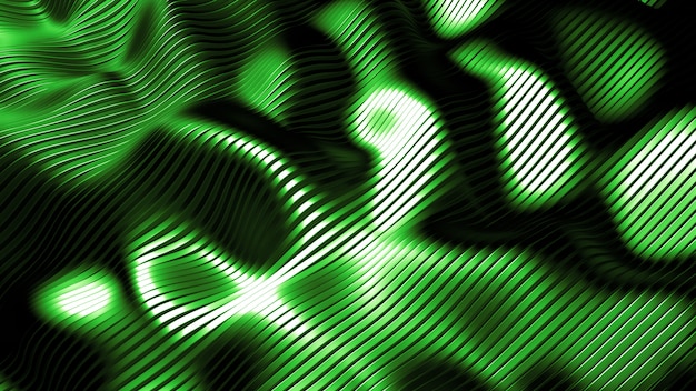 Fondo verde con líneas. Representación 3d