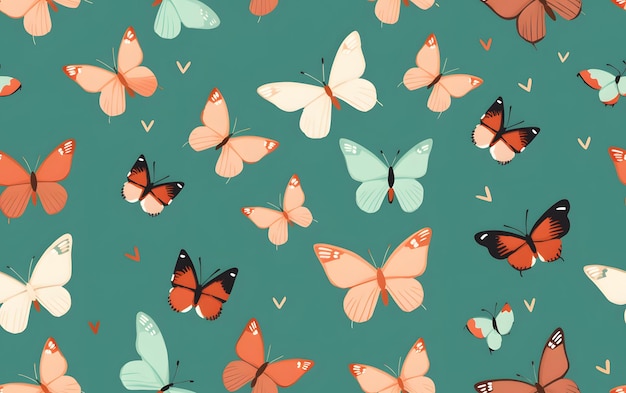 Un fondo verde con mariposas y un fondo azul.