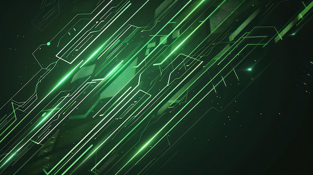 un fondo verde con notas de música y una luz verde