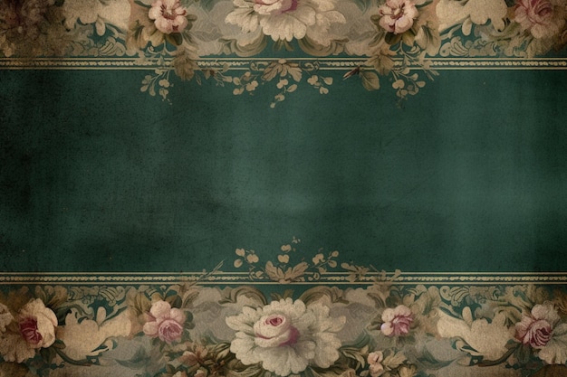 Fondo verde con un patrón floral