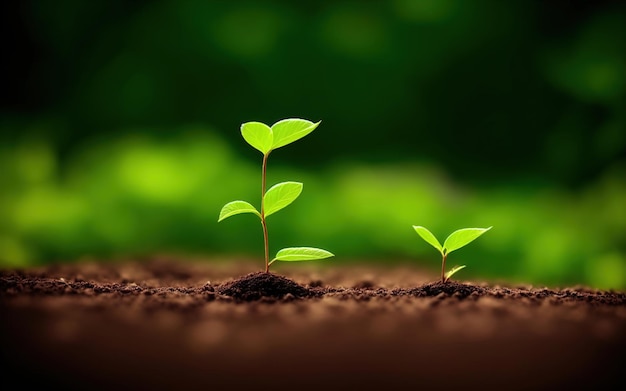 Un fondo verde con una planta que crece fuera de él.