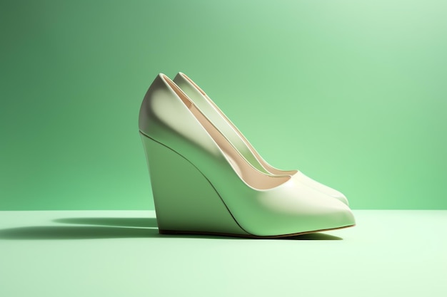Un fondo verde con un zapato blanco que dice "en él"