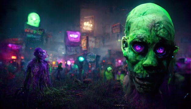 Foto fondo verde zombie generado por ia